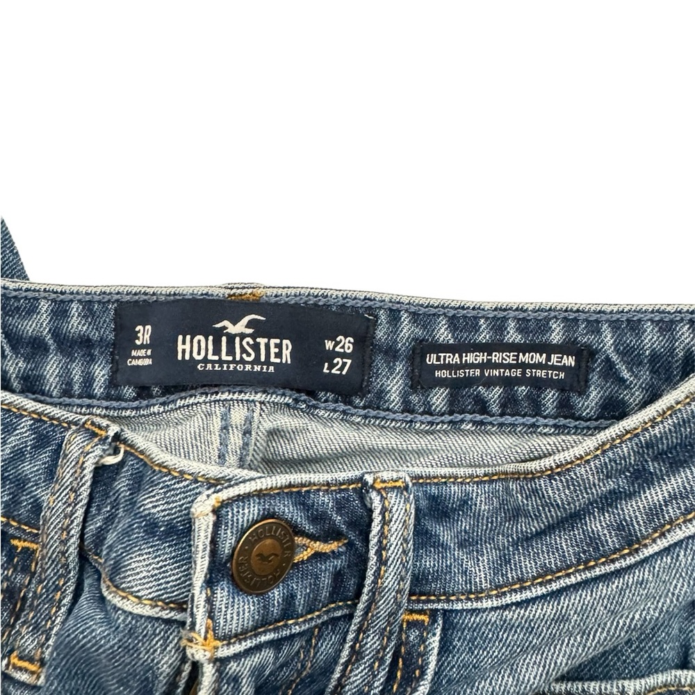 Hollister Ultra High Rise Mom Distressed Jean Vintage Stretch Size 3R - Picture 3 of 4